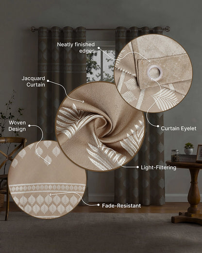 Contemporary Jacquard Eyelet Door Curtain (Beige, 7 ft)