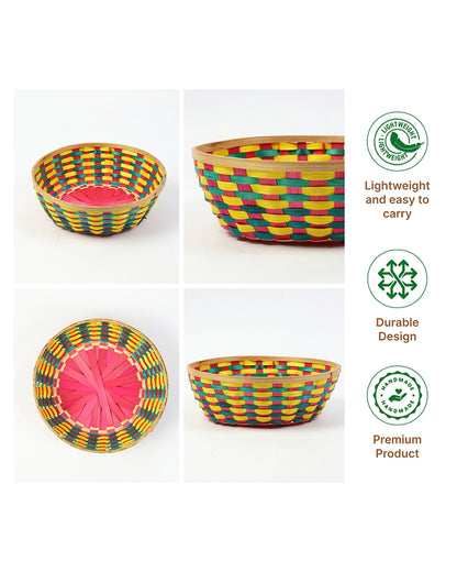 Handwoven Bamboo Fruit Basket for Kitchen and Home Organization