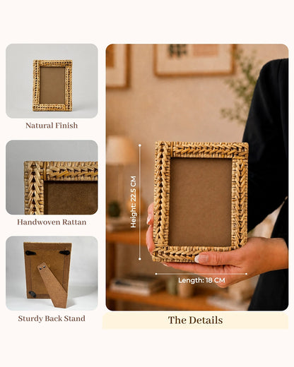Handwoven Rattan Photo Frame For Home Décor & Gifting