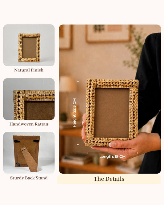 Handwoven Rattan Photo Frame For Home Décor & Gifting