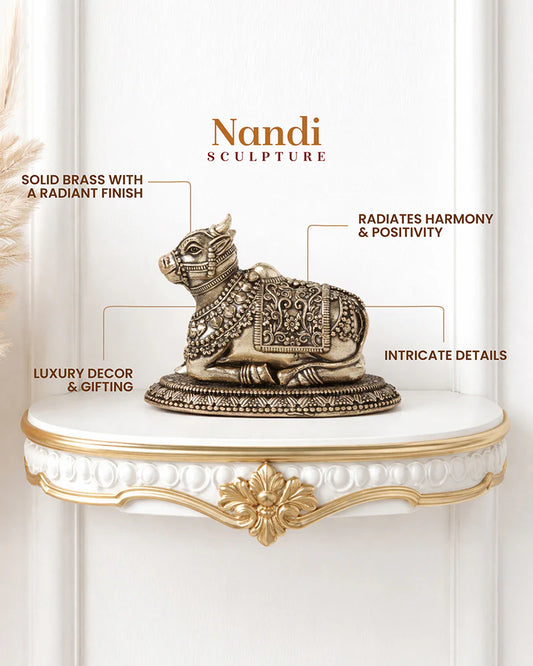Elegant Pure Brass Nandi Idol for Worship, Blessings, and Home Decor