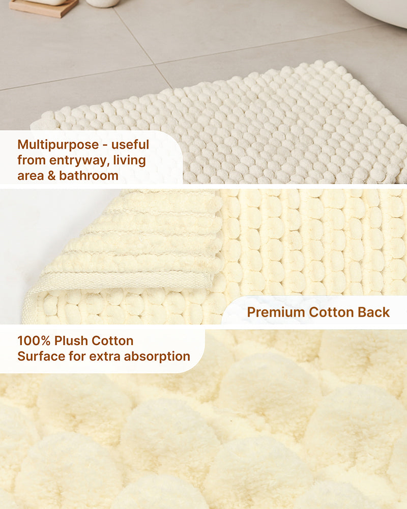 Cotton Bathroom Door Mat with Non Slip Backing and Soft Texture