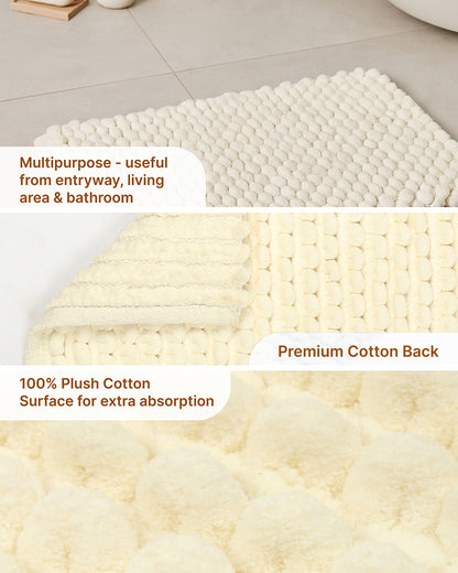 Cotton Bathroom Door Mat with Non Slip Backing and Soft Texture