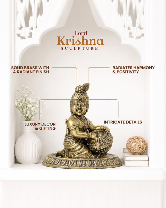 Pure Brass Bal Krishna Idol for Home Temple and Pooja Room