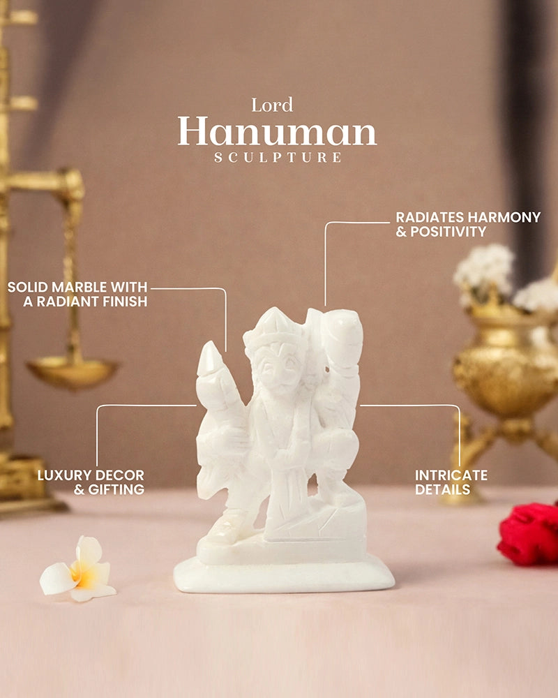 Marble Hanuman Ji Murti for Daily Pooja and Mandir Decoration