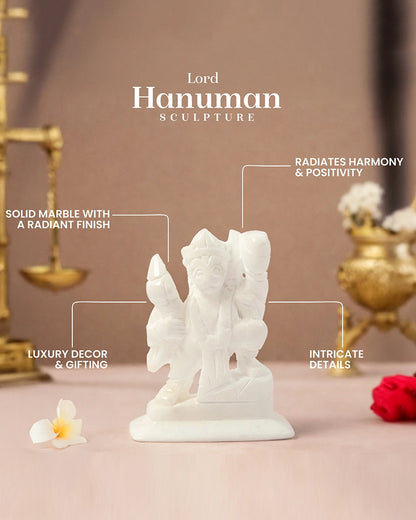 Marble Hanuman Ji Murti for Daily Pooja and Mandir Decoration