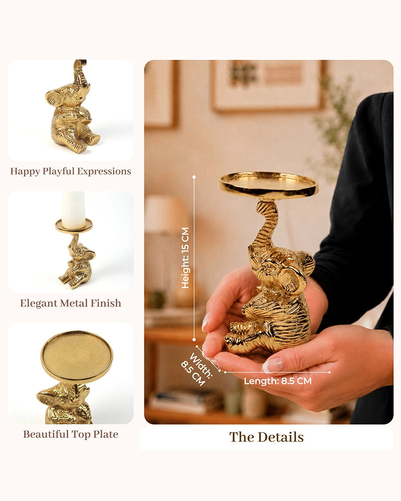 Decorative Elephant Pillar Candle Holder for Home & Festive Decoration