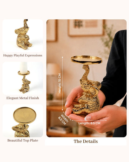 Decorative Elephant Pillar Candle Holder for Home & Festive Decoration