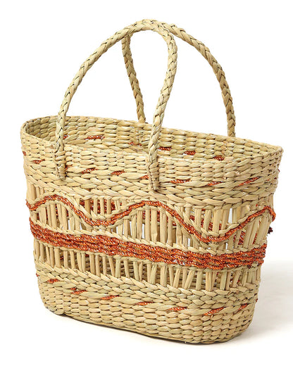 Handmade Seagrass Tote Bag for Storage, Shopping & Market Use