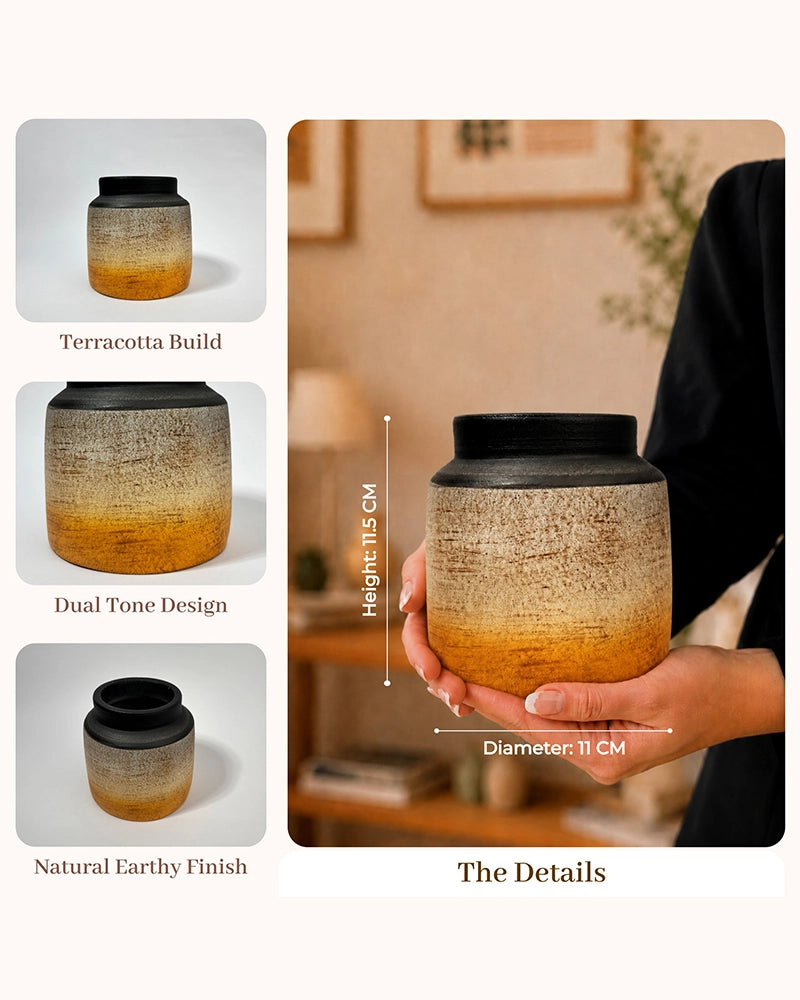 Premium Terracotta Decorative Flower Vase with Textured Finish for Home