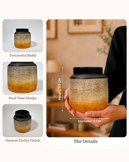 Premium Terracotta Decorative Flower Vase with Textured Finish for Home