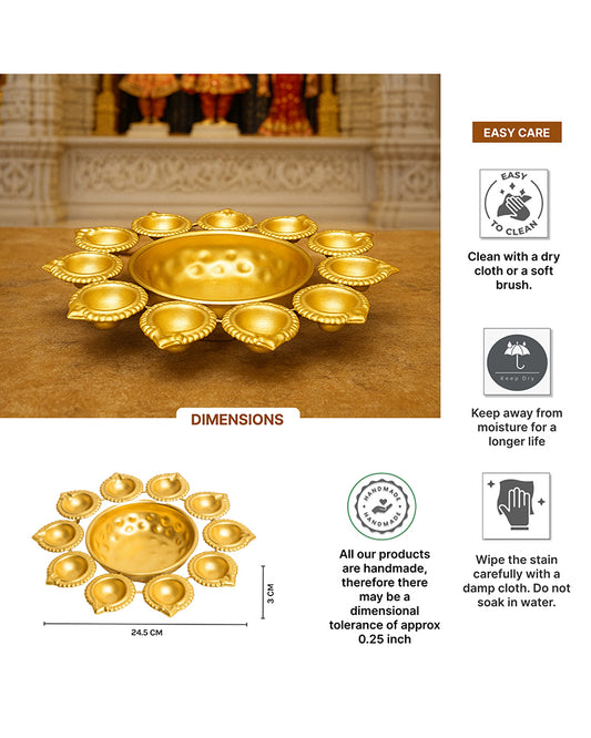 Urli Bowl for Home Décor | Decorative Urli Bowl with Diya | Diya Set for Home