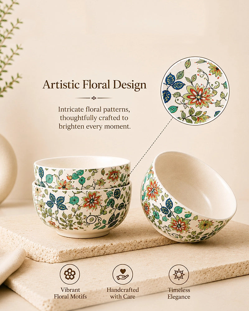 Ceramic Serving Bowl Set for Snacks & Food Serving, Set of 4