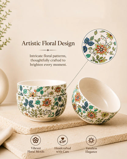 Ceramic Serving Bowl Set for Snacks & Food Serving, Set of 4