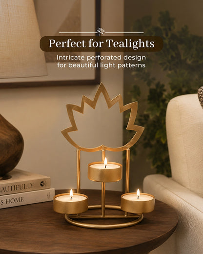 Lotus Shaped Metal Candle Holder Lights for Home Decor
