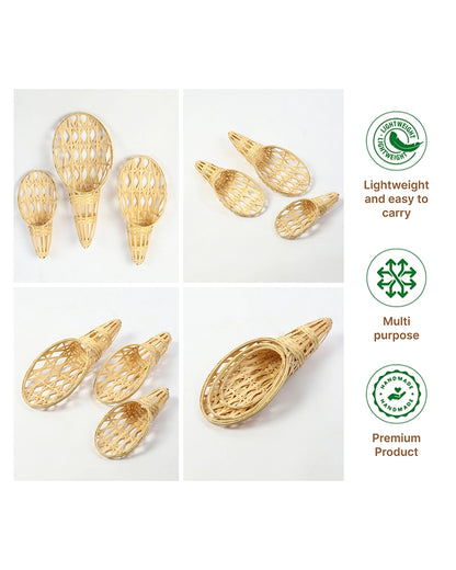 Decorative Bamboo Hanging Flower Holders for Plants and Home Decor (Set of 3)