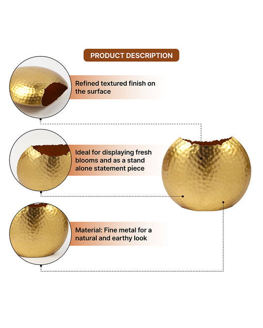 Metal Flower Vase for Fresh or Artificial Flowers and Home Decoration