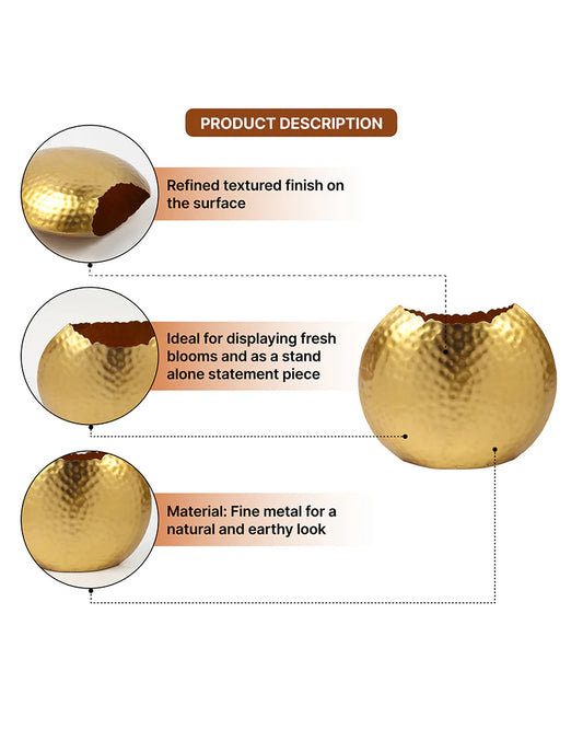 Metal Flower Vase for Fresh or Artificial Flowers and Home Decoration