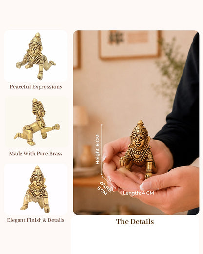 Pure Brass Laddu Gopal Idol for Home Temple and Spiritual Puja
