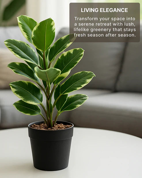 Realistic Artificial Leaves Plant with Pot for Modern Home and Room Decor