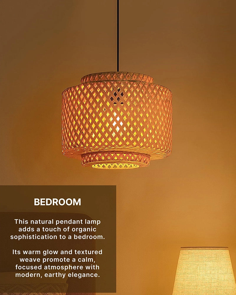 Elegant Cane Hanging Lamp for Living Space and Dining Area