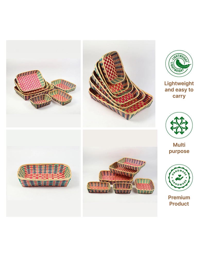 Woven Bamboo Storage Baskets for Kitchen, Pantry, and Living Room (Set of 6)
