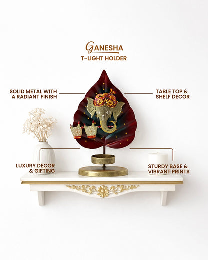 Handcrafted Ganesha Metal Candle Holder Decorative Gift Showpiece