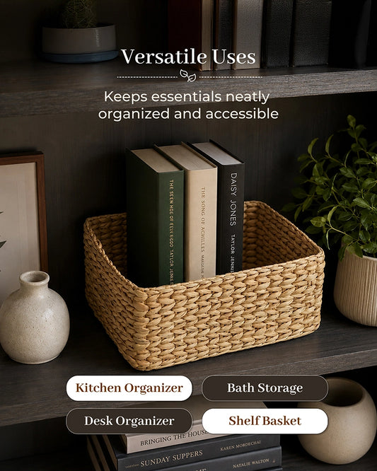 Seagrass Storage Basket and Organizer Tray for Shelf and Wardrobe