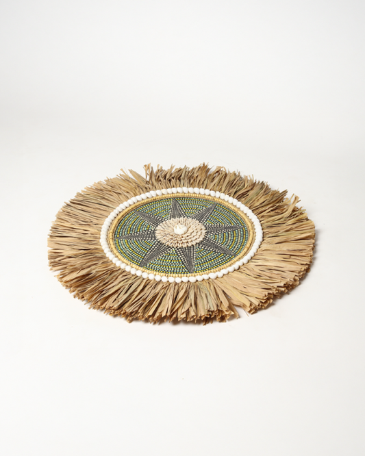 Decorative Raffia Wall Circle for Entryway or Workspace