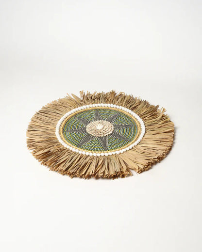 Decorative Raffia Wall Circle for Entryway or Workspace