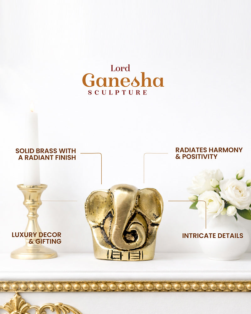 Pure Brass Ganesha Idol for Home Temple and Spiritual Decor