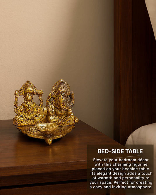 Laxmi Ganesh Idol Figurine | Decorative God Idol for Home | Lakshmi Ganesh Diya