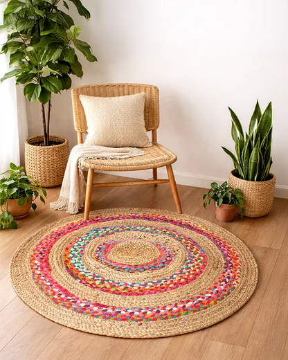 Tapis rond en jute