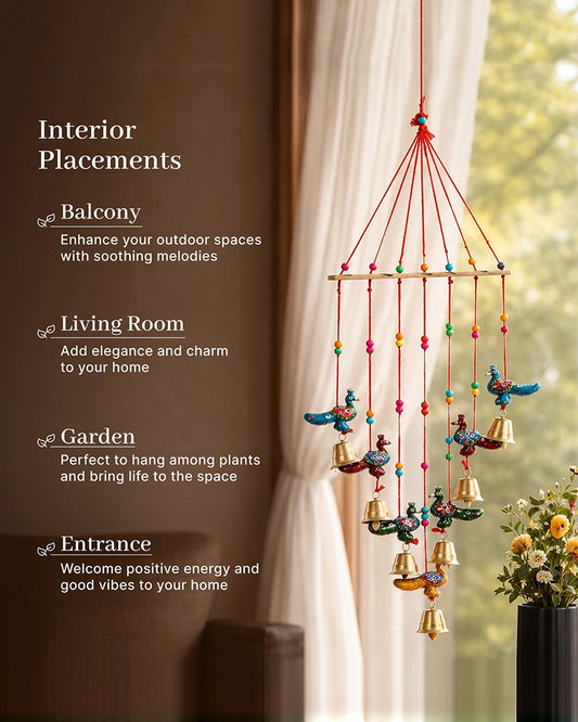 Ethnic Rajasthani Wind Chime with Hand Painted Bells for Home Décor