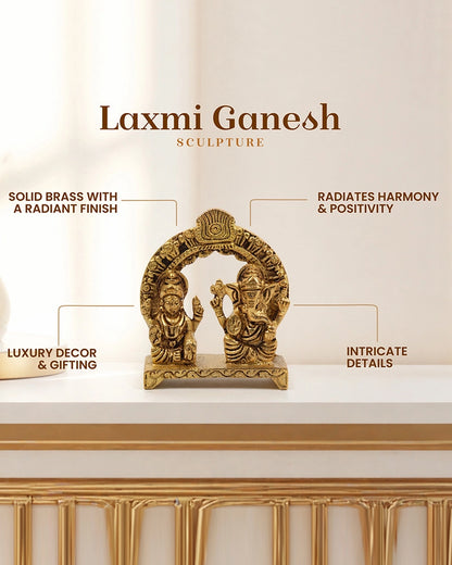 Brass Laxmi Ganesh Idol for Diwali Pooja, Home Decoration & Festive Gifting