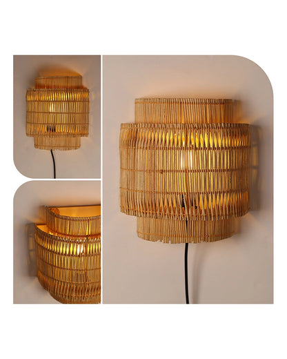 Bamboo Cane Wall Lamp for Bedroom & Living Room