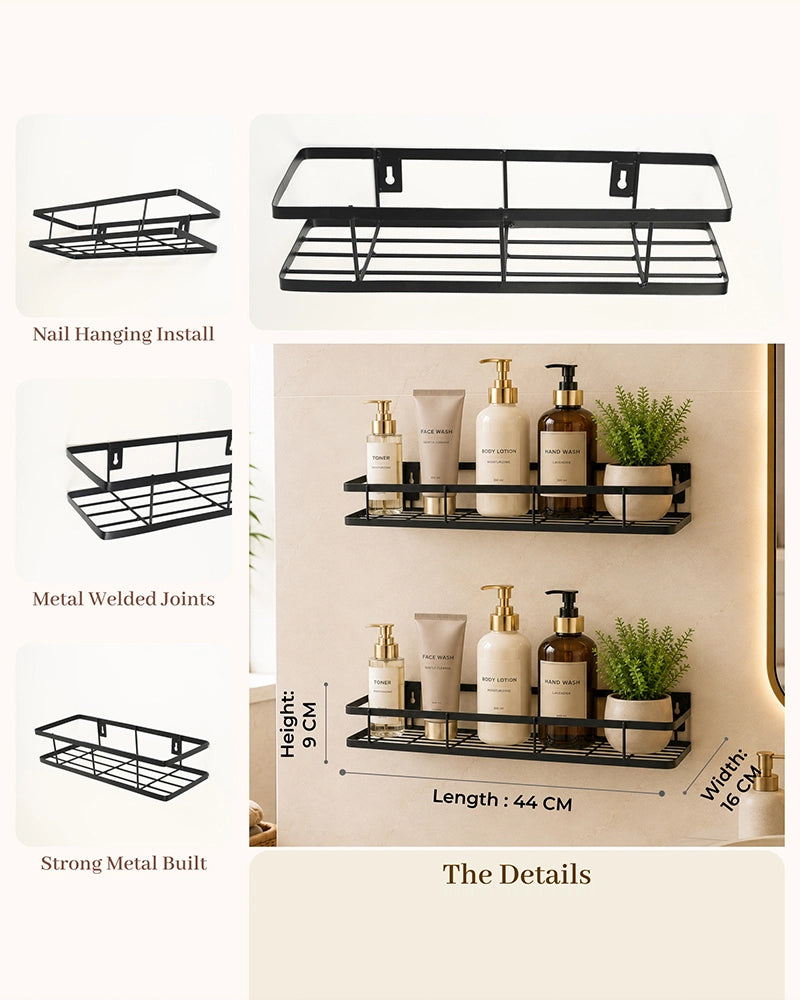 Wall Mounted Metal Shelf for Balcony and Garden, Set of 2