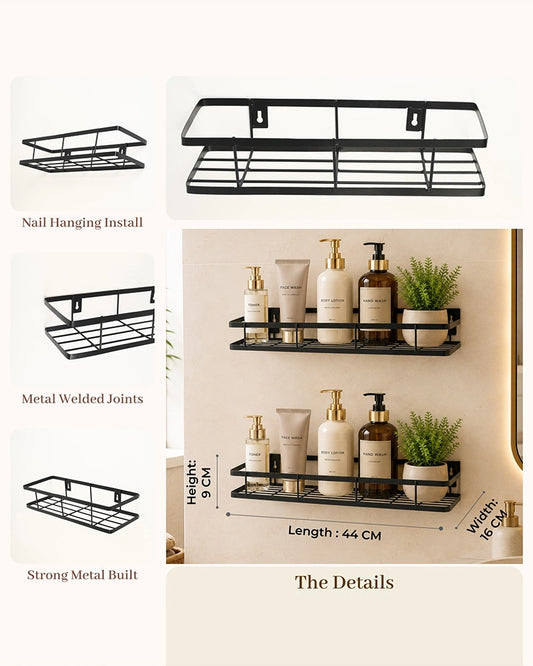 Wall Mounted Metal Shelf for Balcony and Garden, Set of 2