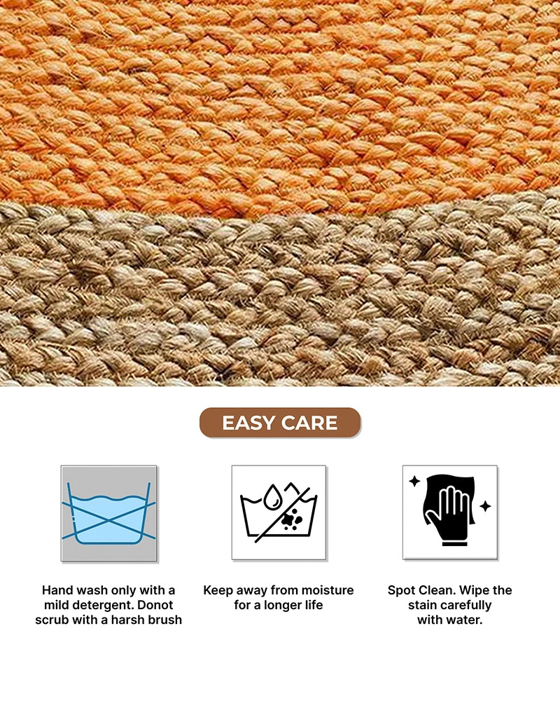Handcrafted Yellow Round Jute Carpet For Living Room