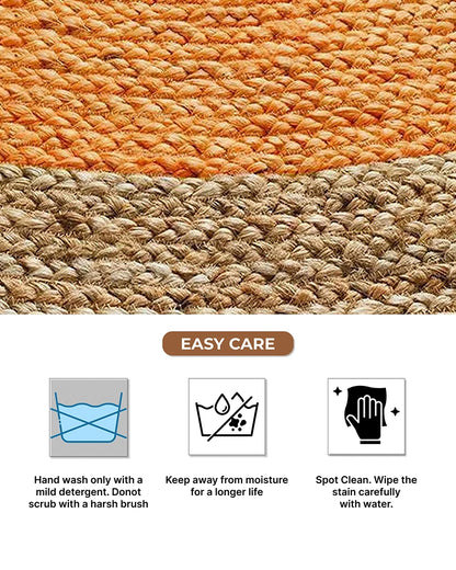 Handcrafted Yellow Round Jute Carpet For Living Room