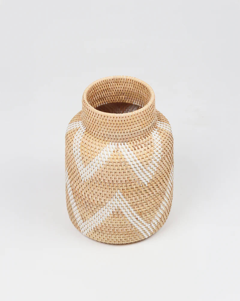 Handcrafted Rattan Decorative Vase for Tabletop and Shelf Styling