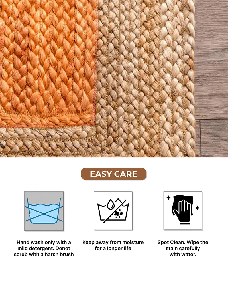 Rustic Yellow Rectangular Jute Carpet For Living Room And Home Interior