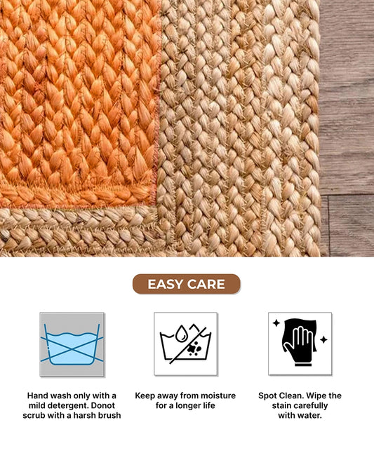 Rustic Yellow Rectangular Jute Carpet For Living Room And Home Interior