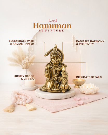 Traditional Hanuman Brass Statue for Daily Worship and Home Temple