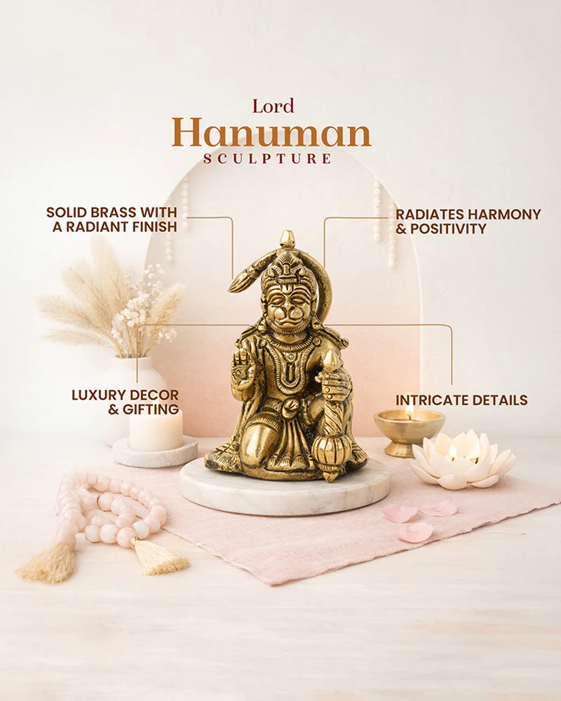 Traditional Hanuman Brass Statue for Daily Worship and Home Temple