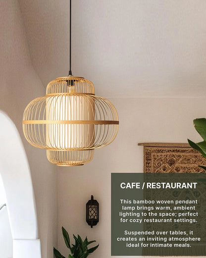 Elegant Bamboo Pendant Lamp for Dining Room and Lounge - Pack of 1