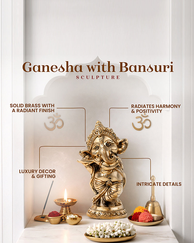Decorative Pure Brass Ganesha Idol for Devotion, Festivals, and Home Decor