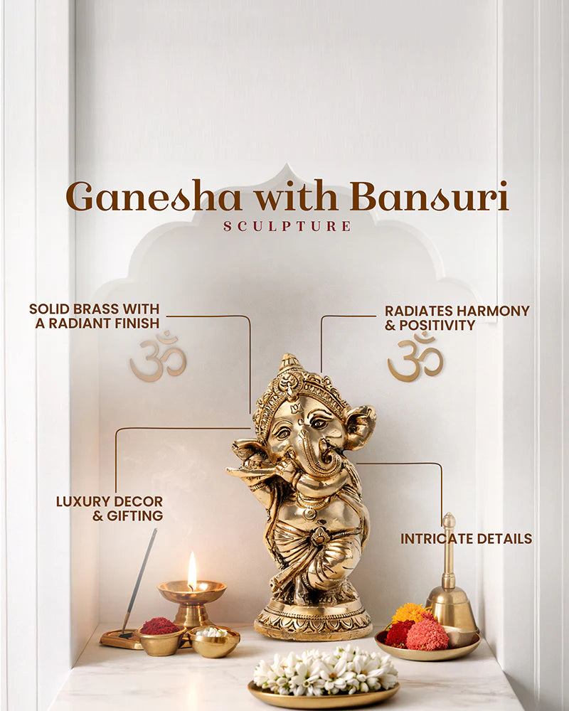Decorative Pure Brass Ganesha Idol for Devotion, Festivals, and Home Decor