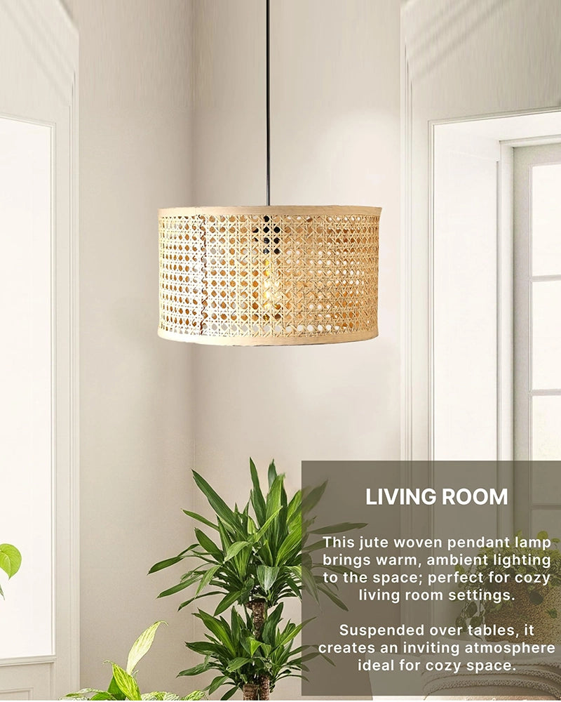 Rustic Rattan Pendant Light for Balcony and Hall