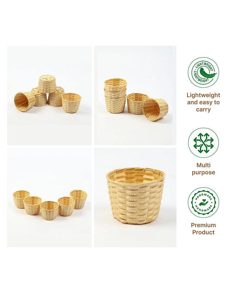 Handwoven Bamboo Planter Baskets for Indoor Plants (Set of 5)